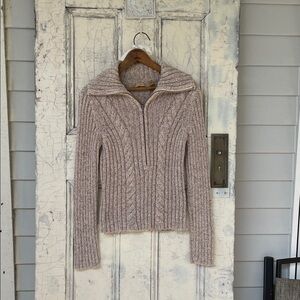 Caslon Beige Ribbed Turtleneck Sweater